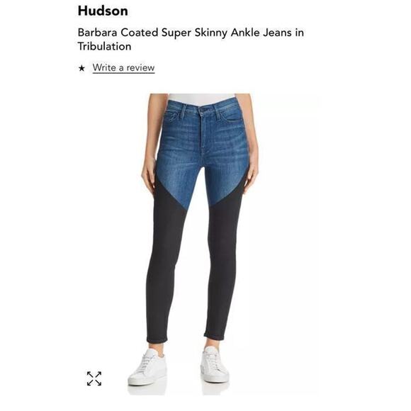 Hudson Jeans denim Super Skinny Ankle Jeans black leather like coating size 29 - Picture 3 of 11